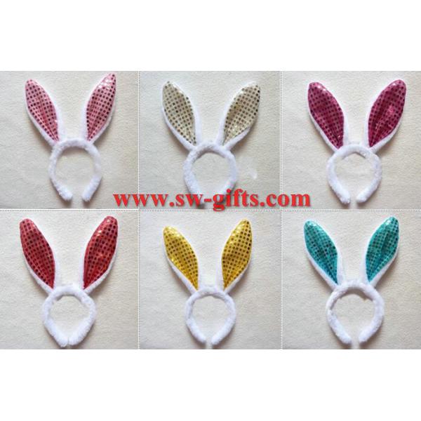 Buy Children adult pink gold Easter Party decoration/rabbit ear/Sequin Bunny ear headband/flashing headband at wholesale prices