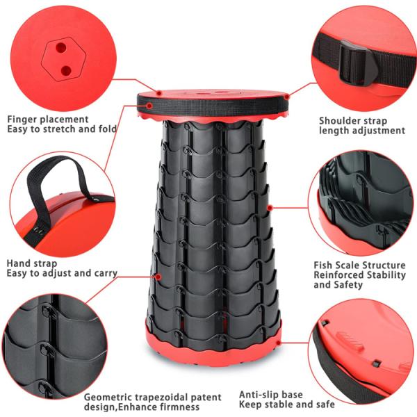 Camping Outdoor Travel Portable Lightweight Plastic Folding Stool for Park and Garden