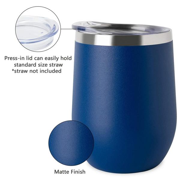 Ecoffee Double Wall Vacuum Insulated egg shaped wine tumbler, 12oz egg shaped mug cup stainless steel