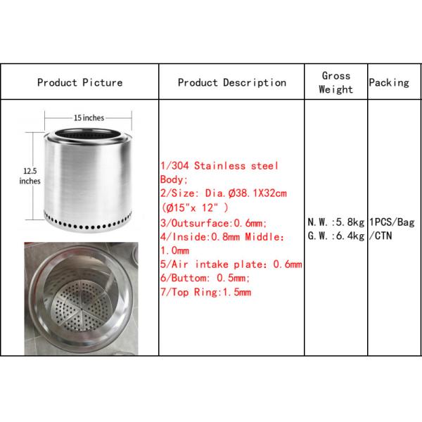 Wood Burning Outdoor Bonfire Portable Smokeless Fire Pit Stainless Steel