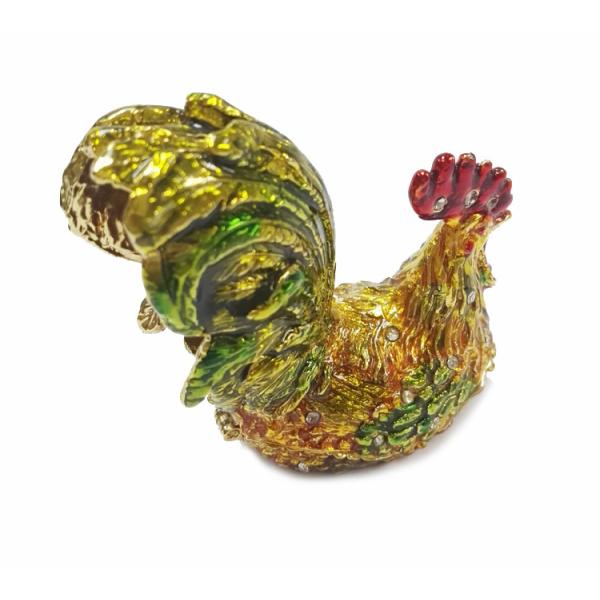 Rooster chicken jeweled trinket box with diamond for gift jewelry box