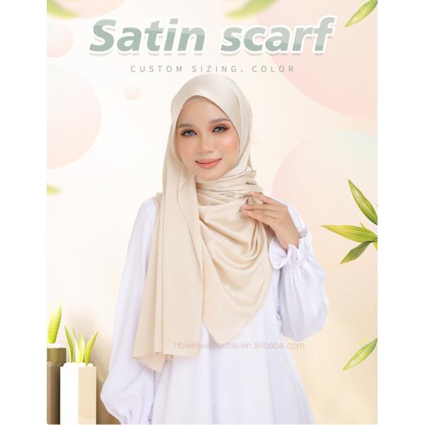 Wholesale High Quality Plain Soft Satin Silk Hijab Shawl Fashion Headscarf Solid Colors Scarf for Women