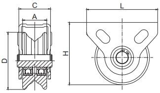 78mm High Recess Mount 2 Metal Sliding Gate Wheel Assembly Y Groove
