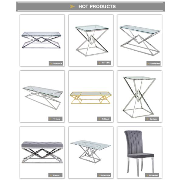 50cmx50cmx55cm Stainless Steel Side Tables For Living Room with Glass Top