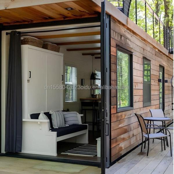 Galvanized Steel Bending 40ft Portable Wooden Container House with 2 Bedrooms and 1 Living Room