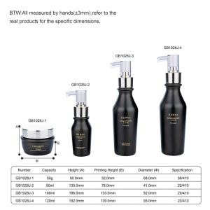 50g/50ml/120ml Glass cylinder Smooth silver/black bottle with silver/white pump
