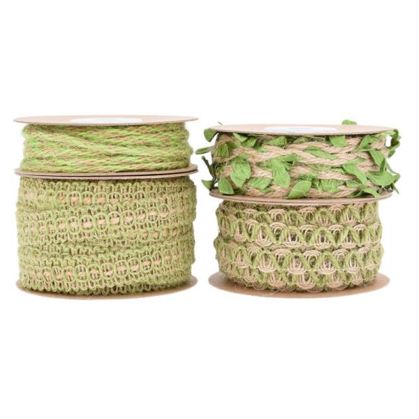 Leaf Dark Green Burlap Ribbon 2mm-15mm*10y Jute Wired Ribbon