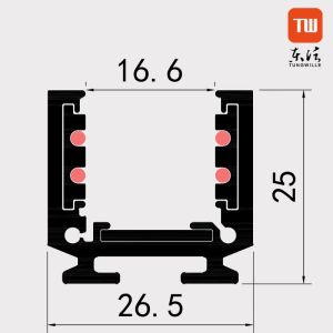 Magnetic Recessed Track Light Rail Round 48V 16mm For Linear Light