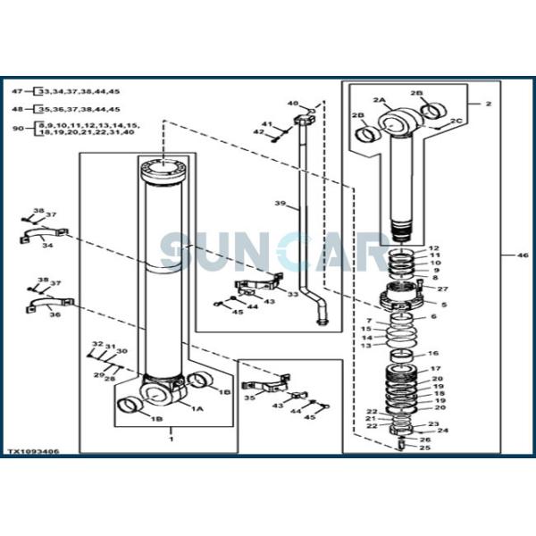 Buy FYA00010733 Arm Cylinder Service Kit for DEERE 2954D 290GLC 270DLC at wholesale prices