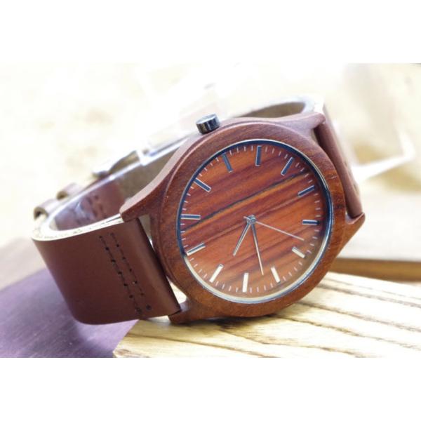 Buy Stylish Waterproof Wooden Watches With Leather Bands / Red Wood at wholesale prices