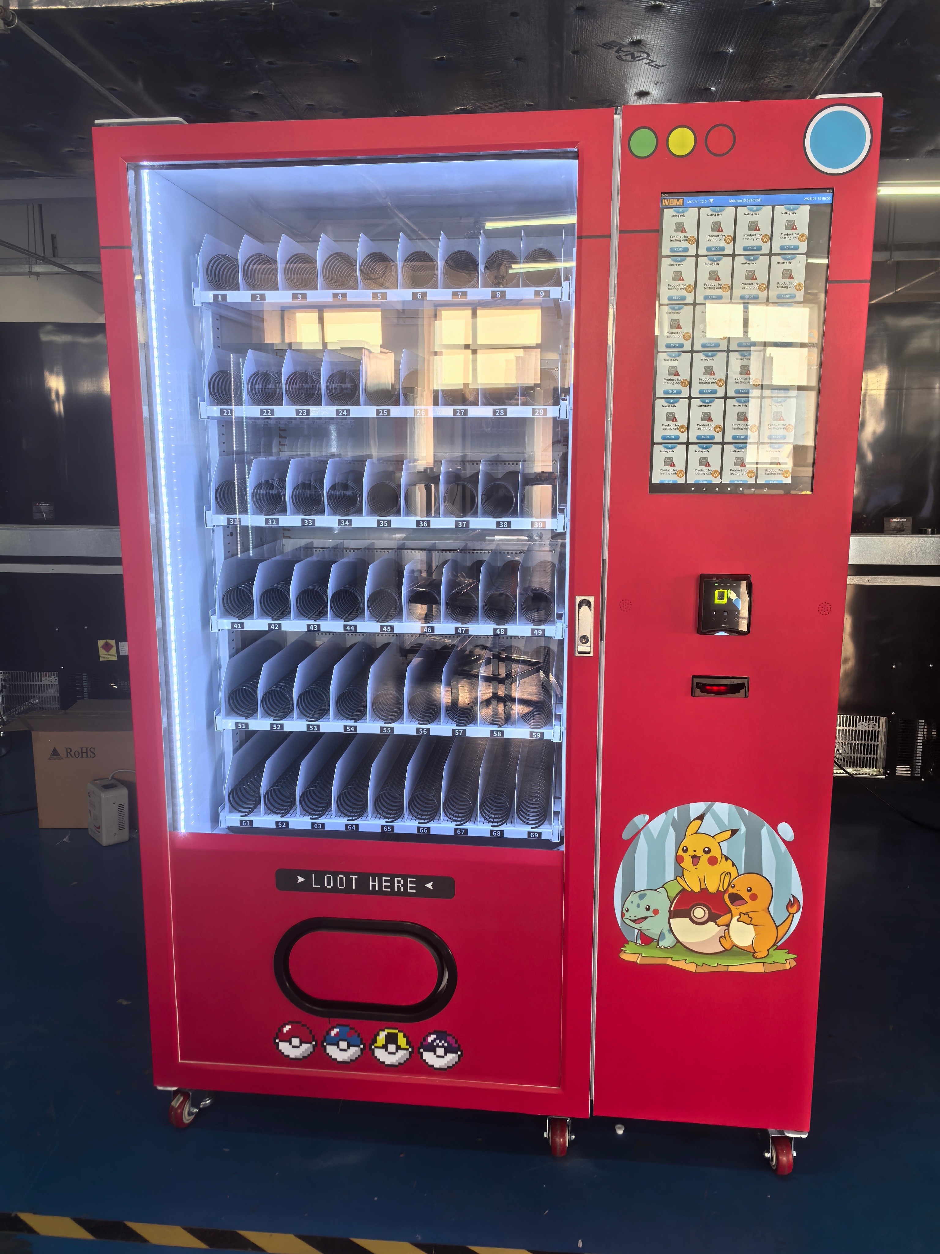 Quality 270-540 Capacity PTCG Vending Machine With Bill / Coin / Bank Card / Credit Card / E-wallet Payment System for sale