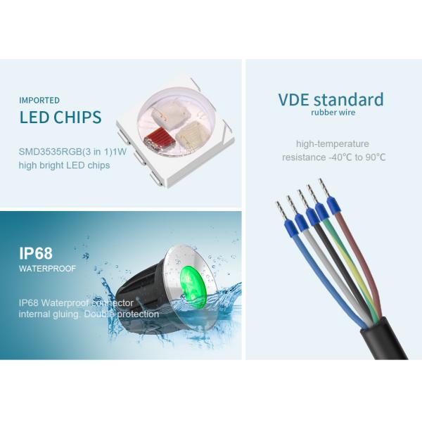 IP68 90LM Outdoor Ground LED Light IK10 3W DC24V