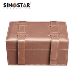 Quality Rectangular Shape Leather Jewelry Box Screen Printing Surface Finish Customized for sale