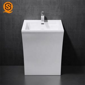 Fireproof Solid Surface Wash Basin Lavabo White Pedestal Wash Basin