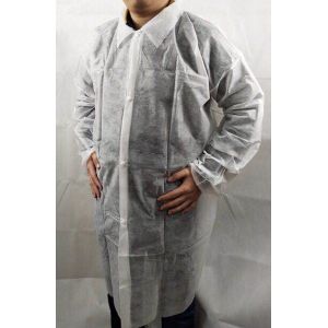 Surgical Protective Medical Lab Coats / Polyester White Waterproof Lab Coat