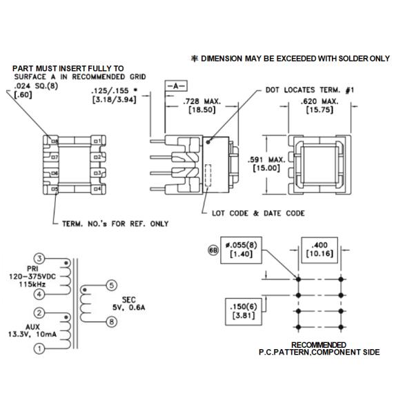 Through-hole SMPS Flyback Transformer For Home Appliances 7508110341