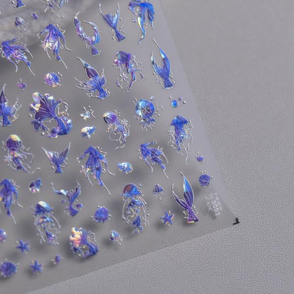 2023 new Nail charms ins hot sell mermaid 3d nail art bow nail decals