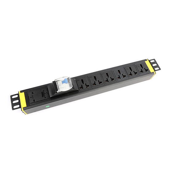 Buy 1U 6 way Cabinet PDU with Earth Leakage protection and Power Light 250V, 16A Universal at wholesale prices