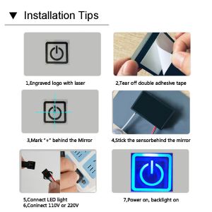 Max. 3A Current Touch Sensor Switch for Mirror 50*46*10mm Product Size Smart LED