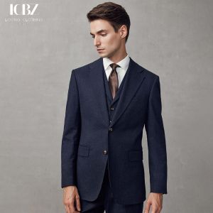 Dark Blue Wool/Silk Men's Suit for Customizable Designs at end and Luxurious