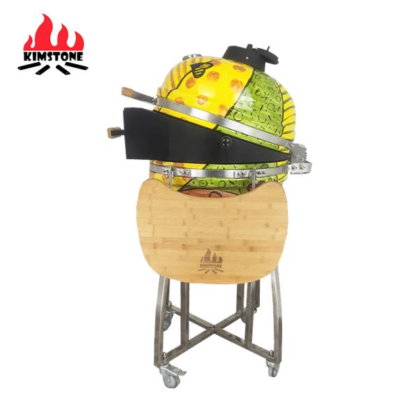 KIMSTONE 21 Inch Painted Kamado Ceramic Grill Kamado Rotisserie Charcoal Ceramic Bbq Wholesale