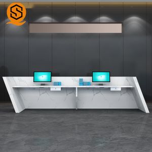 Joint Invisible LED Reception Desk Seamless Splicing Marble Artificial Stone