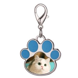 Diy Printing Pets Sublimation Dog Name Id Tags Pendant Zinc Alloy Paw Shaped