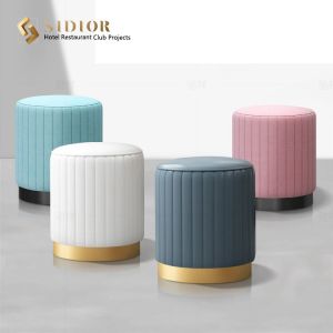 Stool,Ottoman chair, stainless steel, PU leather, fabric upholstery, restaurant