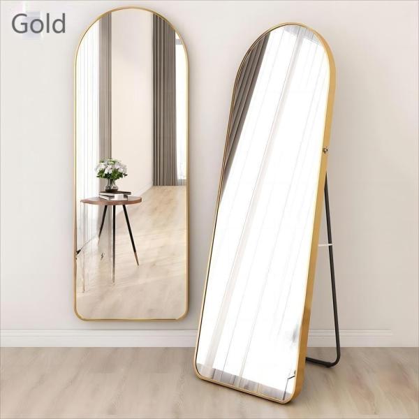 Living Room Modern Style Glass Beveled Full Length LED Dress Mirror with Float Design