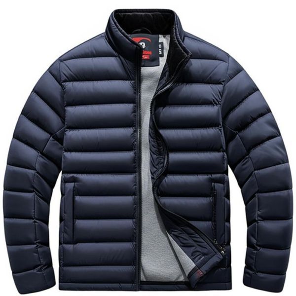 Polyester Mens Down Coat Regular Fit Zipper Closure Warm Insulated Outerwear