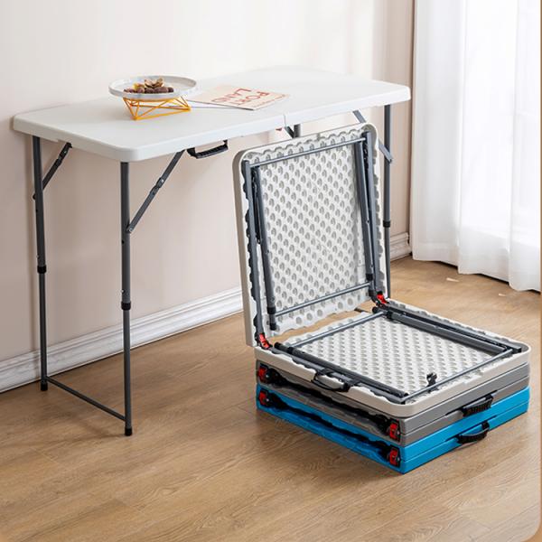 Portable HDPE Plastic Metal Adjustable Folding Table for Hotel Restaurant and Banquet