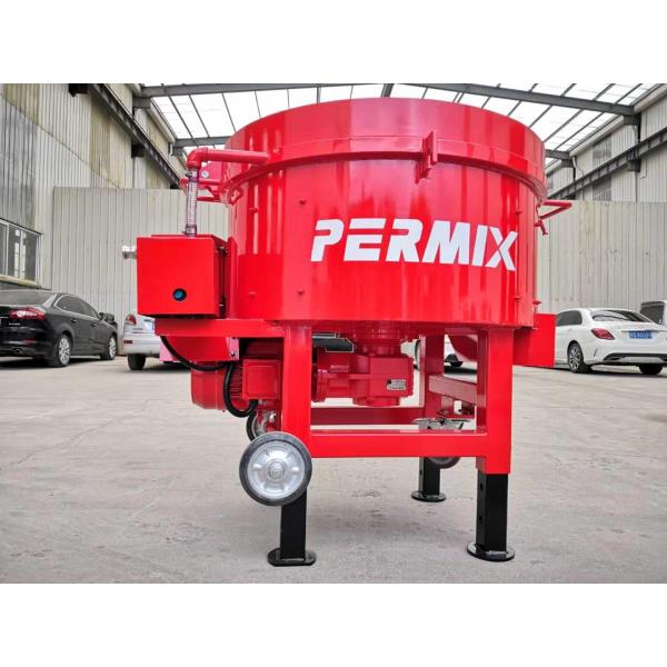 Low Noise Refractory Pan Mixer Industrial Concrete Mixer Red Color Fast