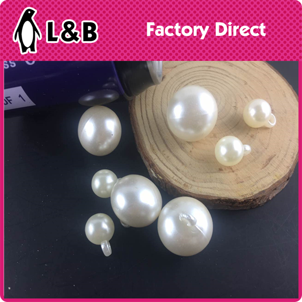 without hole round pearl ABS pearl button with nail for garment accessories