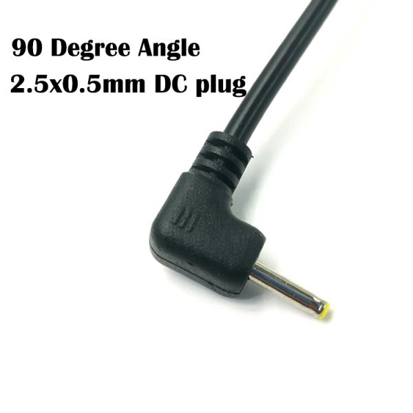 Custom 90 Degree Angle DC Barrel Jack 2.5x0.7mm to Stripped Tinned Bare Wire End Cable