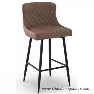 Quality Brown Upholstered 105cm Synthetic Leather Counter Height Bar Stools With Backs for sale