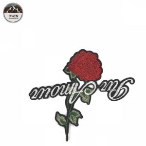 Trendy Alphabet Embroidery Designs Patches With Black Flocked Backing Design