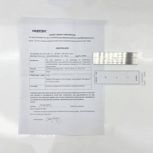 Calibration Block Penetrant Testing Specimen YM-B(B3) Depth 100μm Width Target Value 0.5μm