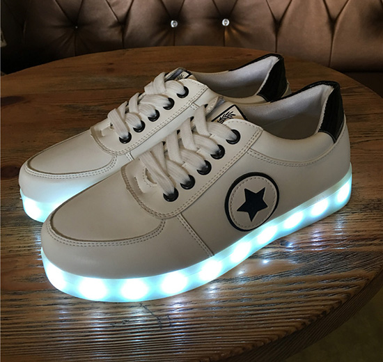 Waterproof White Rechargeable LED Sneakers Full Size Range 11 Changing Modes