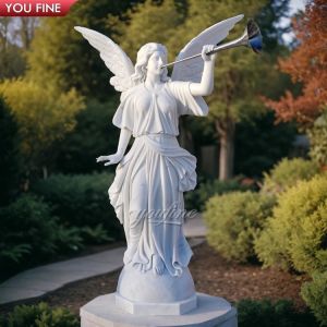 Outdoor Natural White Marble Crying Angel Statue