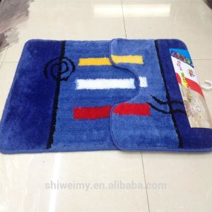 Shaggy pattern polyester toilet mat set for bath