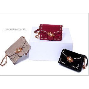 Polished Leather Single Womens Shoulder Handbags , Honeybee Fashion Rivets