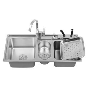 50cm Base Rectangular Stainless Steel Double Bowl Sink Undermount Brushed