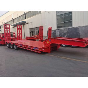 China 40ft Semi Truck Flatbed Trailer Low Bed Tractor Trailer on sale