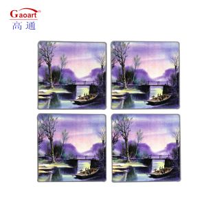 Customized Logo Tempered Round Square Beaded Portable Wine Glass Coasters Set