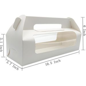 Quality Window Roll Cake Gable Boxes Bulk With Handle &amp; Cake Boards, Homemade &amp; Bakery White Paper Favor Containers, Easy Carrying, Gift Boxes For Christmas for sale