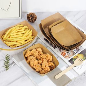 Versatile Kraft Paper Boat Tray Oven,burger Holder Box