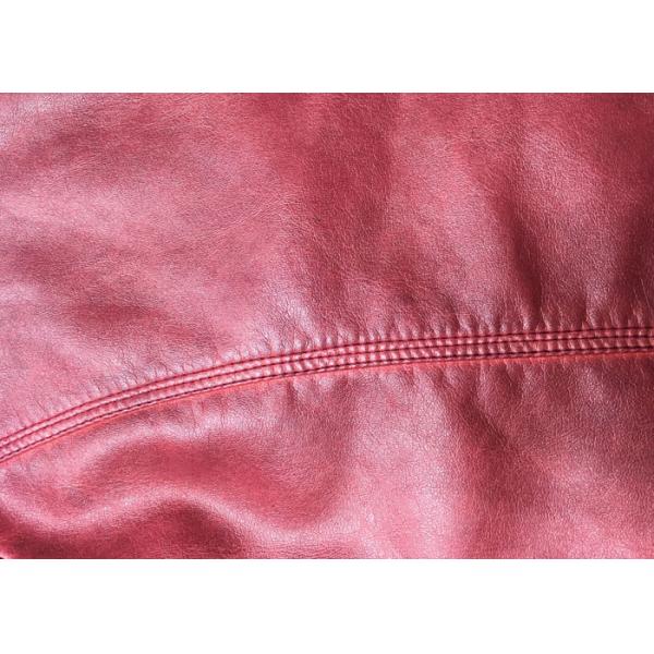 Buy 0.65mm red color PU Synthetic leather with rayon backing fabric can be dyed for garment at wholesale prices