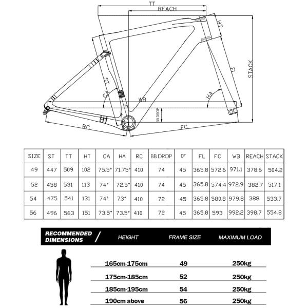 Disc Brake Carbon Fiber Road Bike Frame 700C
