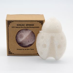White Konnyaku Ladybug Bath Sponge Alkaline Konjac Facial Sponge For Cleansing