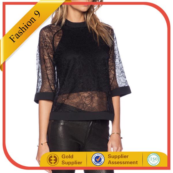 Buy Long Sleeved Women SHEER OVERLAY TOP at wholesale prices